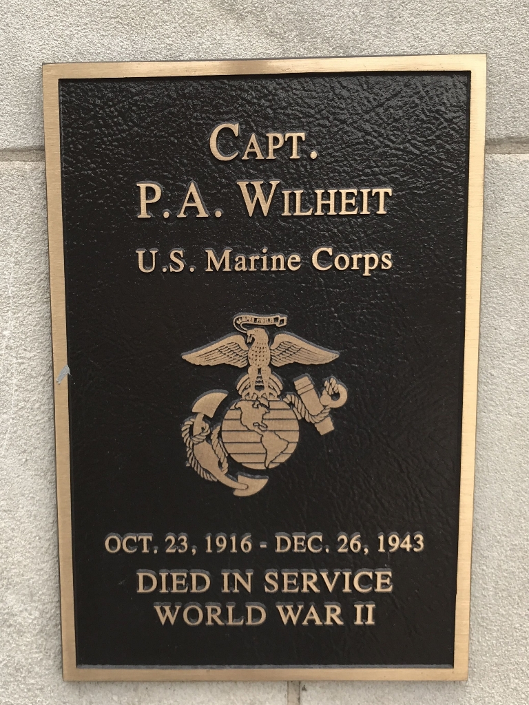 CAPT. P.A. WILHEIT WAR MEMORIAL PLAQUE