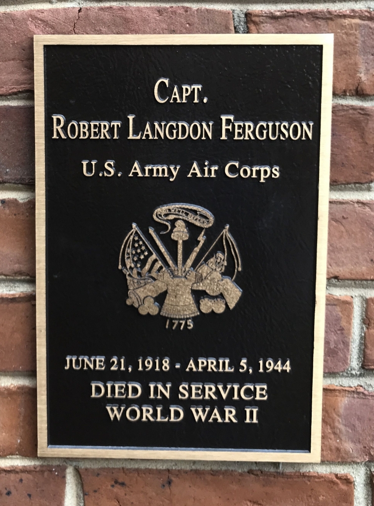 CAPT. ROBERT LANGDON FERGUSON WAR MEMORIAL PLAQUE