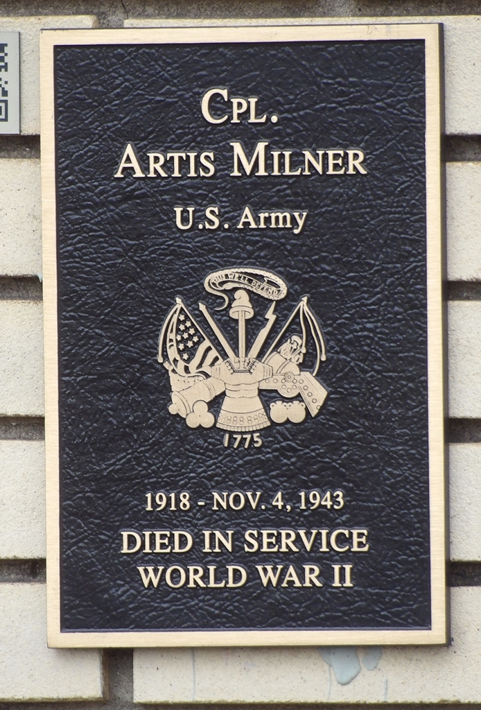 CPL. ARTIS MILNER WAR MEMORIAL PLAQUE