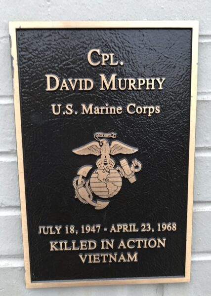 CPL. DAVID MURPHY WAR MEMORIAL PLAQUE