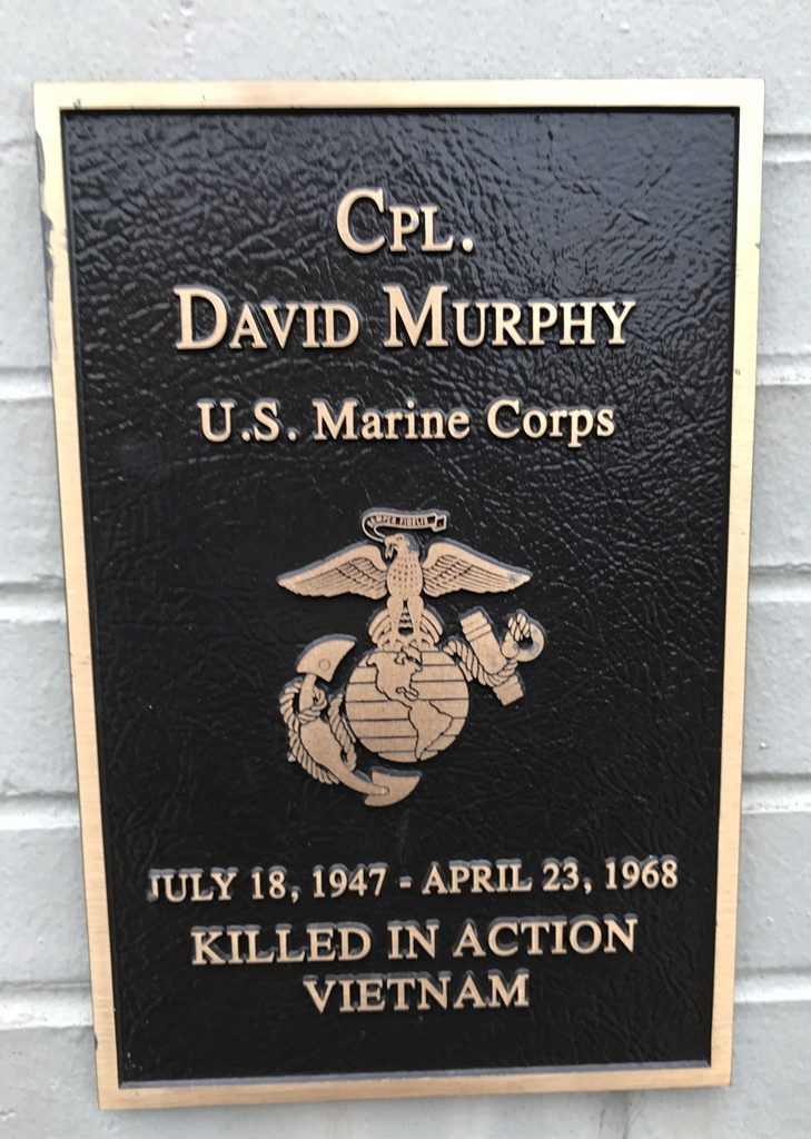 CPL. DAVID MURPHY WAR MEMORIAL PLAQUE