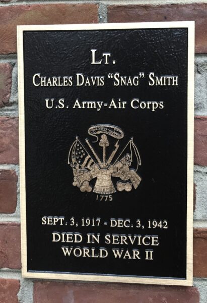 LT. CHARLES DAVIS “SNAG” SMITH WAR MEMORIAL PLAQUE