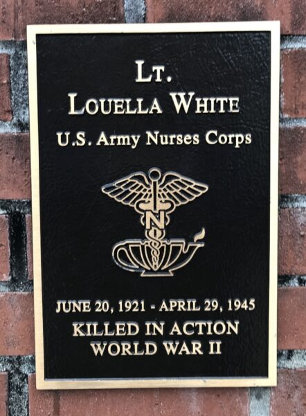 LT. LOUELLA WHITE WAR MEMORIAL PLAQUE