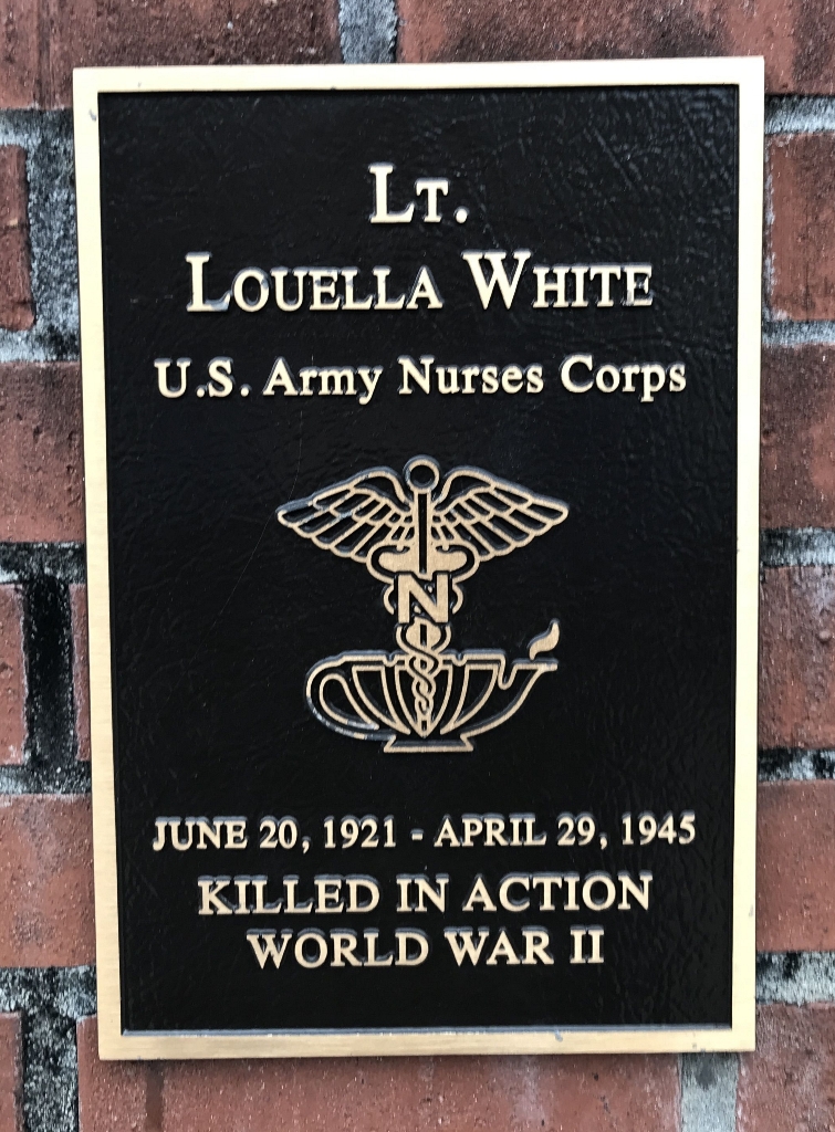 LT. LOUELLA WHITE WAR MEMORIAL PLAQUE