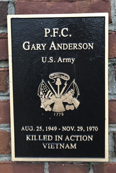 P.F.C. GARY ANDERSON WAR MEMORIAL PLAQUE