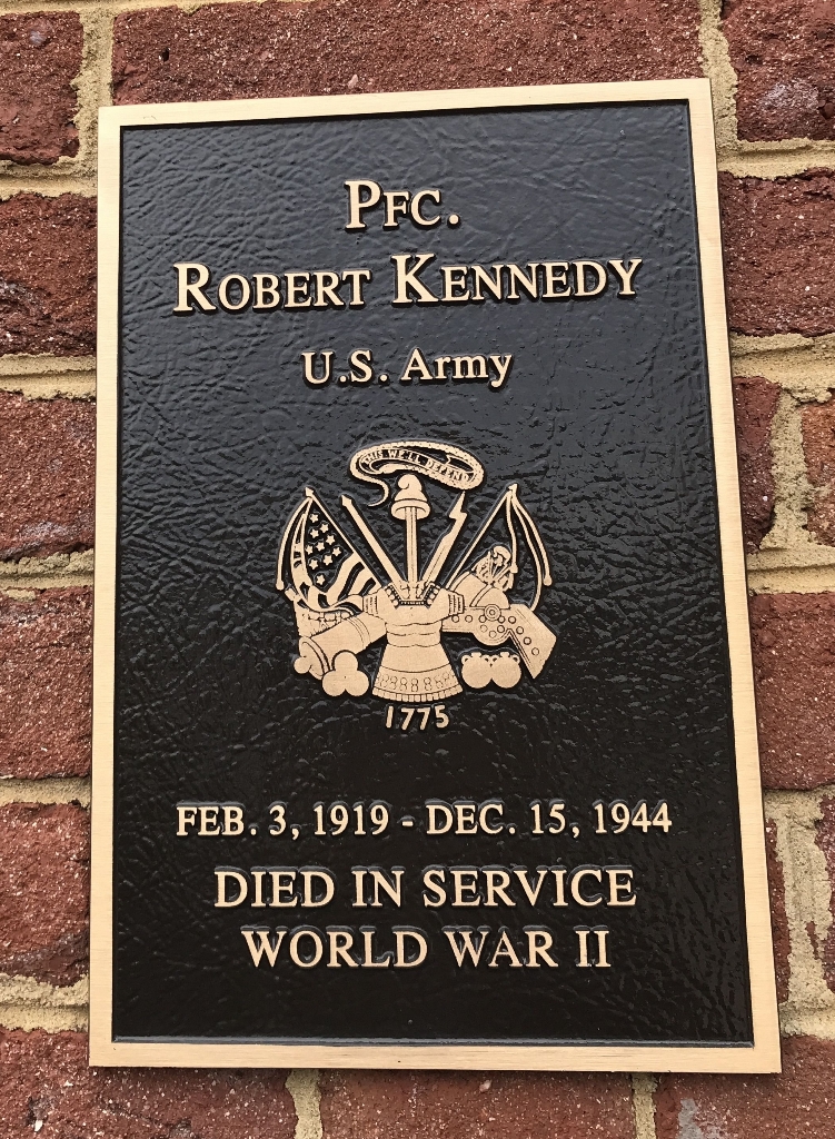 PFC. ROBERT KENNEDY WAR MEMORIAL PLAQUE