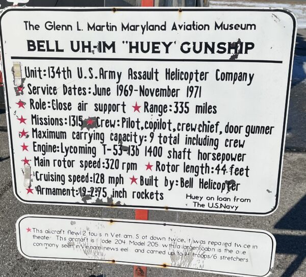 BELL UH-1M “HUEY” GUNSHIP MEMORIAL PLAQUE