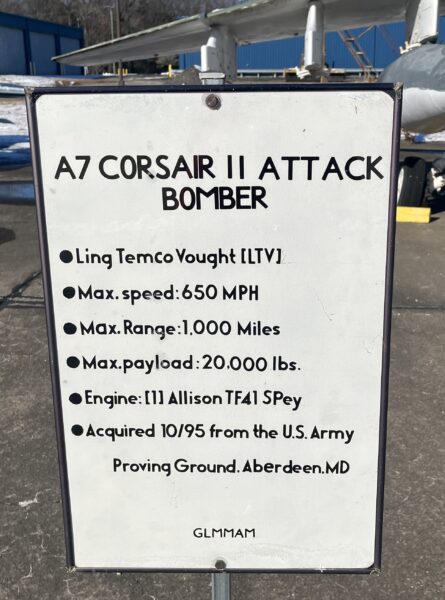 A7 CORSAIR II ATTACK BOMBER MEMORIAL PLAQUE