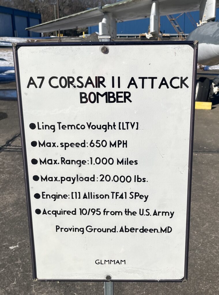 A7 CORSAIR II ATTACK BOMBER MEMORIAL PLAQUE