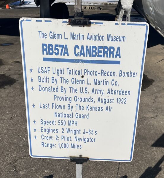 RB57A CANBERRA MEMORIAL PLAQUE