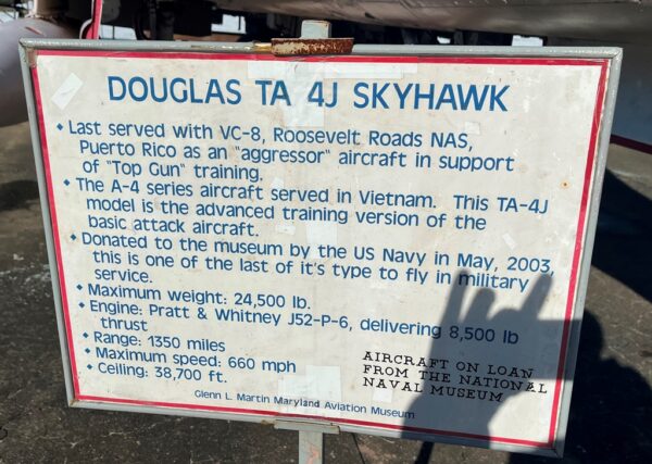 DOUGLAS TA 4J SKYHAWK MEMORIAL PLAQUE