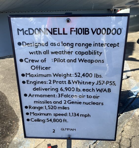 MCDONNELL F-101B VOODOO MEMORIAL PLAQUE
