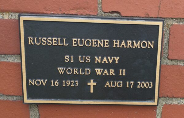 RUSSELL EUGENE HARMON WAR MEMORIAL PLAQUE