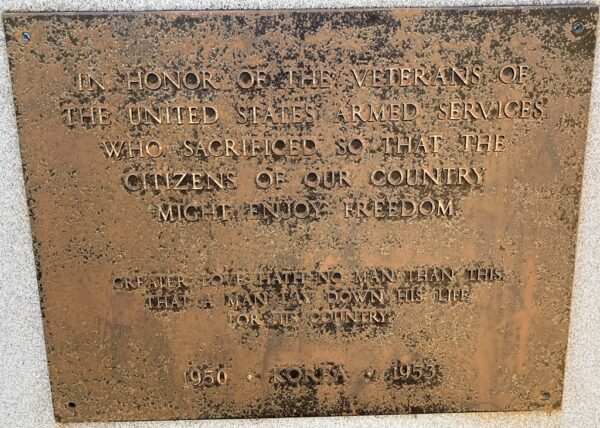 ECORSE KOREAN WAR MEMORIAL PLAQUE