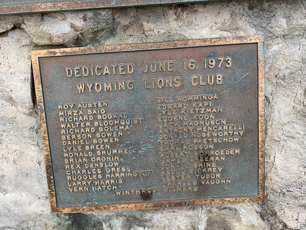 WYOMING LIONS CLUB ARMED SERVICES MEMORIAL PLAQUE B