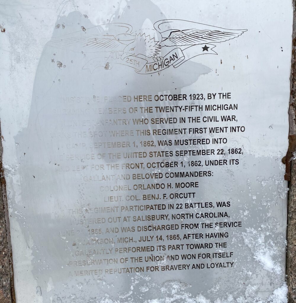 25TH MICHIGAN VOLUNTEER INFANTRY WAR MEMORIAL PLAQUE