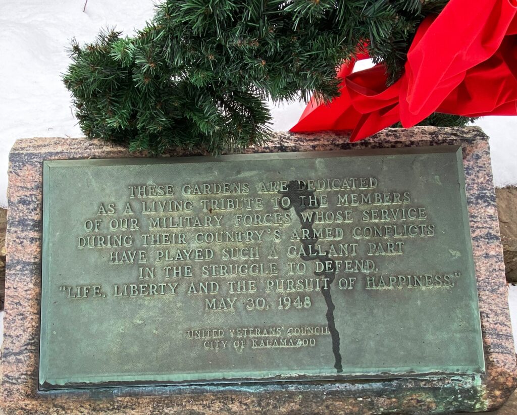 KALAMAZOO RIVERSIDE CEMETERY VETERANS MEMORIAL GARDENS PLAQUE