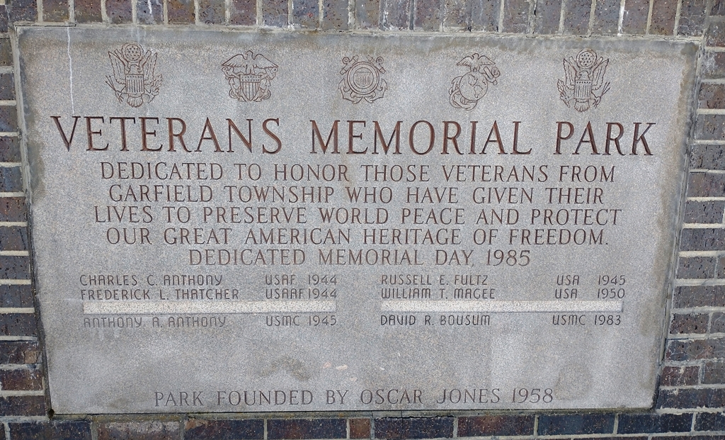 GARFIELD TOWNSHIP VETERANS MEMORIAL PARK DEDICATION STONE