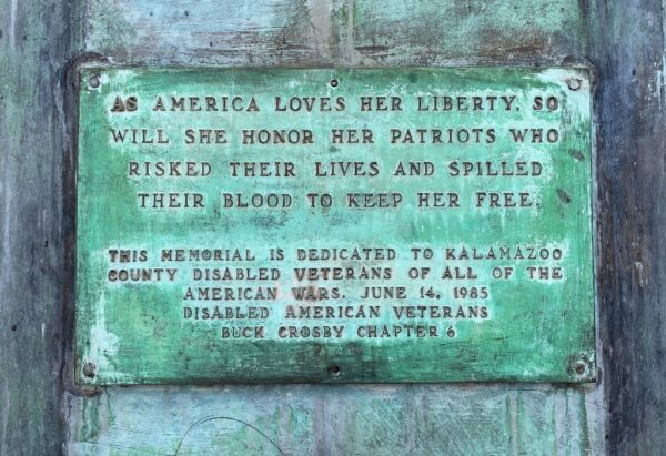 KALAMAZOO COUNTY DISABLED VETERANS ALL WARS MEMORIAL PLAQUE