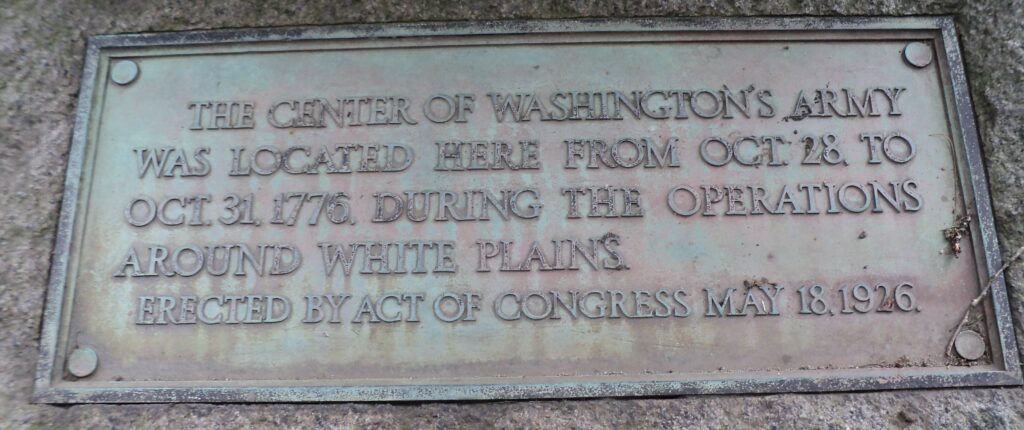 THE CENTER OF WASHINGTON’S ARMY REVOLUTIONARY WAR MEMORIAIL PLAQUE A