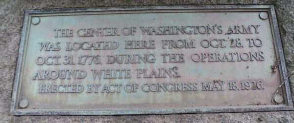 THE CENTER OF WASHINGTON’S ARMY REVOLUTIONARY WAR MEMORIAIL PLAQUE A
