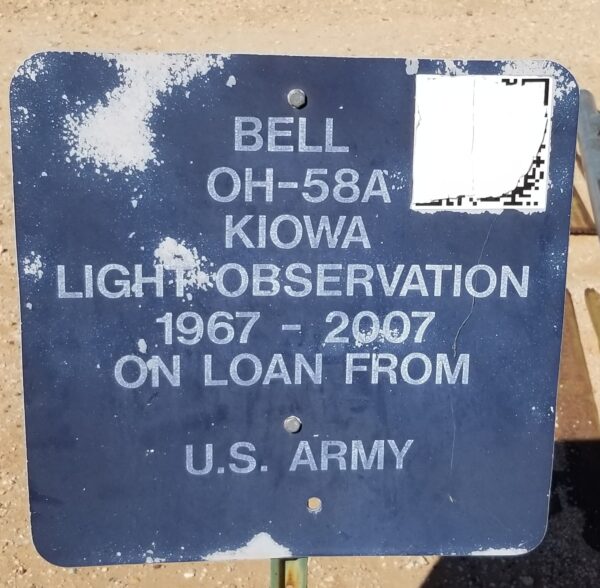 BELL OH-58A KIOWA MEMORIAL PLAQUE
