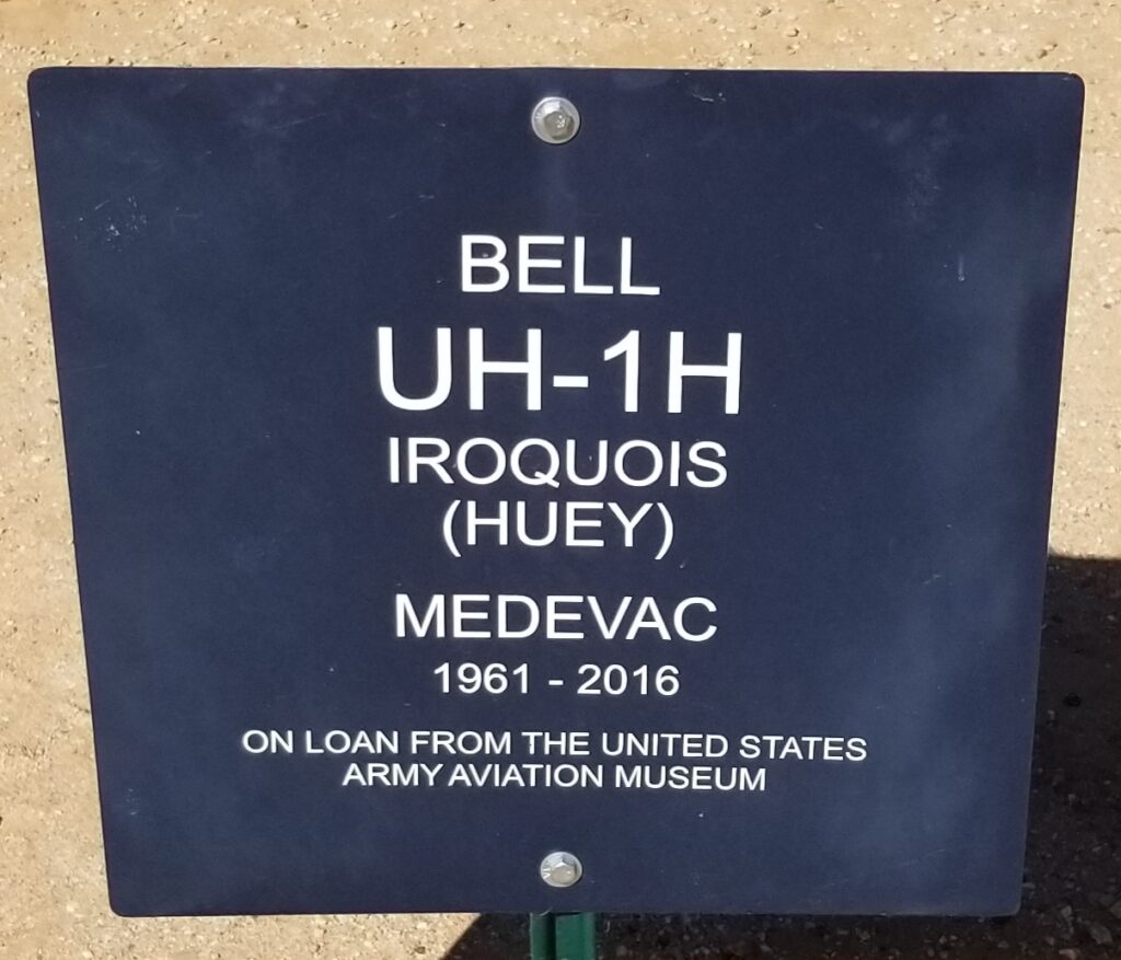 BELL UH-1H IROQUOIS (HUEY) MEDEVAC MEMORIAL PLAQUE