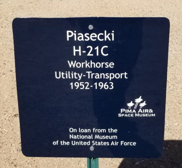PIASECKI H-21C WORKHORSE MEMORIAL PLAQUE