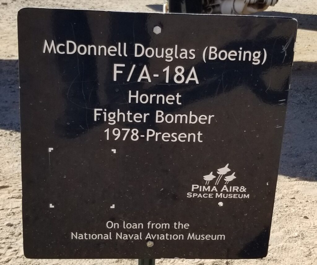 MCDONNELL DOUGLAS (BOEING) F/A-18A HORNET FIGHTER BOMBER MEMORIAL PLAQUE