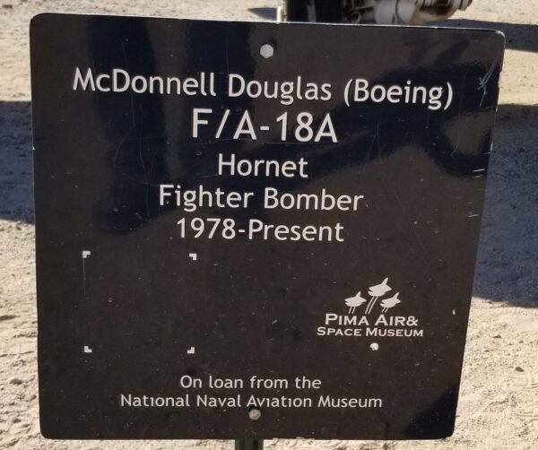 MCDONNELL DOUGLAS (BOEING) F/A-18A HORNET FIGHTER BOMBER MEMORIAL PLAQUE