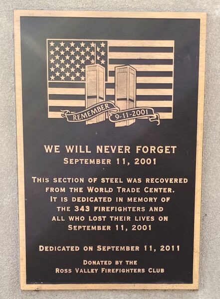 SAN ANSELMO SEPTEMBER 11, 2001 MEMORIAL PLAQUE