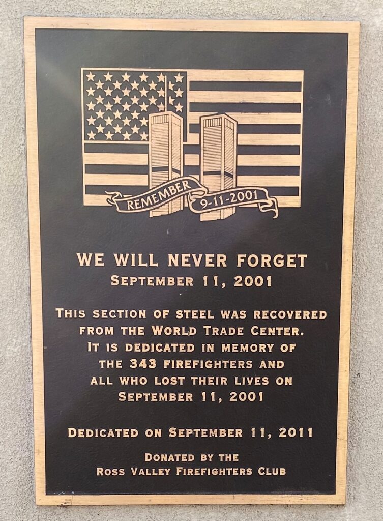 SAN ANSELMO SEPTEMBER 11, 2001 MEMORIAL PLAQUE