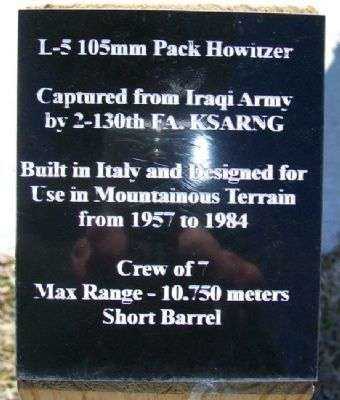 L-5 105MM PACK HOWITZER CANNON MEMORIAL PLAQUE