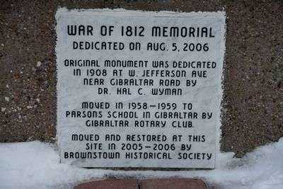 WAR OF 1812 MEMORIAL PLAQUE