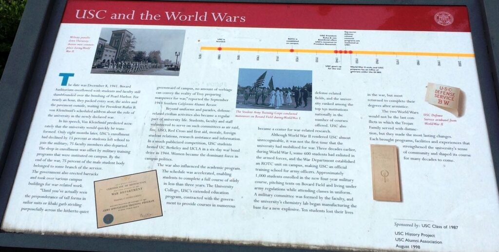 USC AND THE WORLD WARS MEMORIAL PANEL