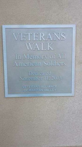 RARITAN VALLEY VETERANS WALK MEMORIAL PLAQUE