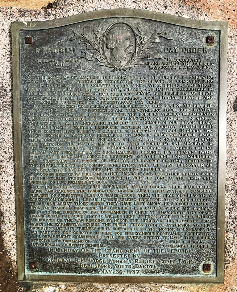 BERESFORD MEMORIAL DAY ORDER PLAQUE