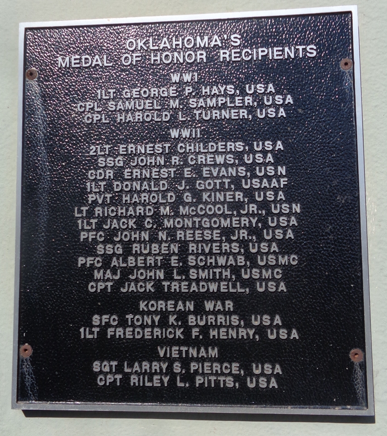 OKLAHOMA’S MEDAL OF HONOR RECIPIENTS WAR MEMORIAL PLAQUE
