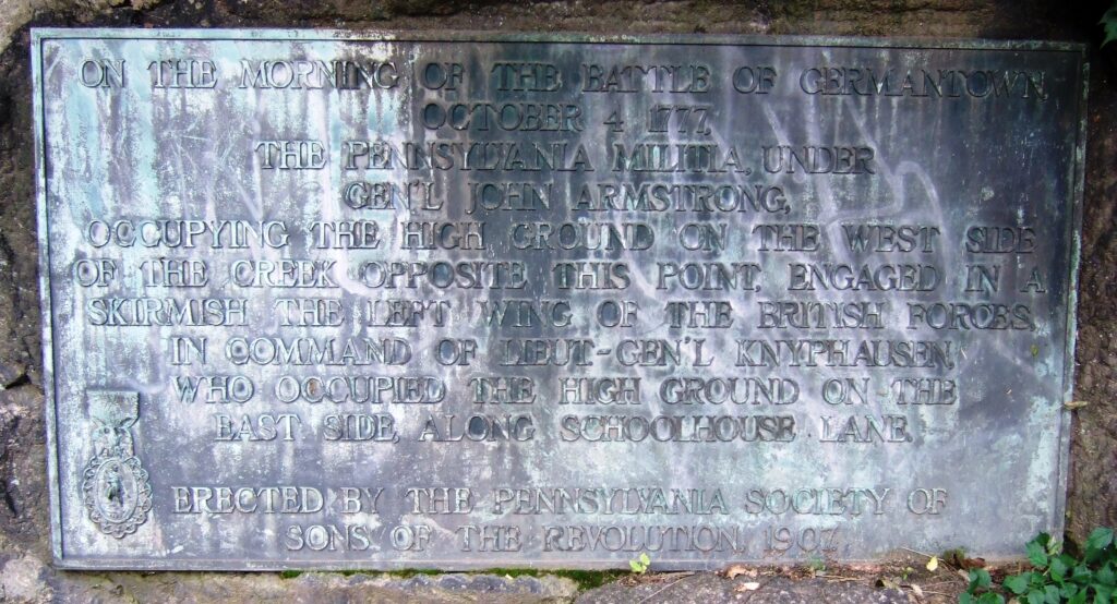 BATTLE OF GERMANTOWN WAR MEMORIAL PLAQUE