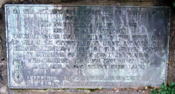 BATTLE OF GERMANTOWN WAR MEMORIAL PLAQUE