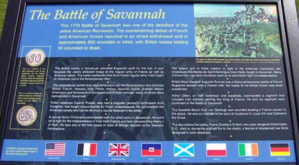 THE BATTLE OF SAVANNAH MEMORIAL PANEL
