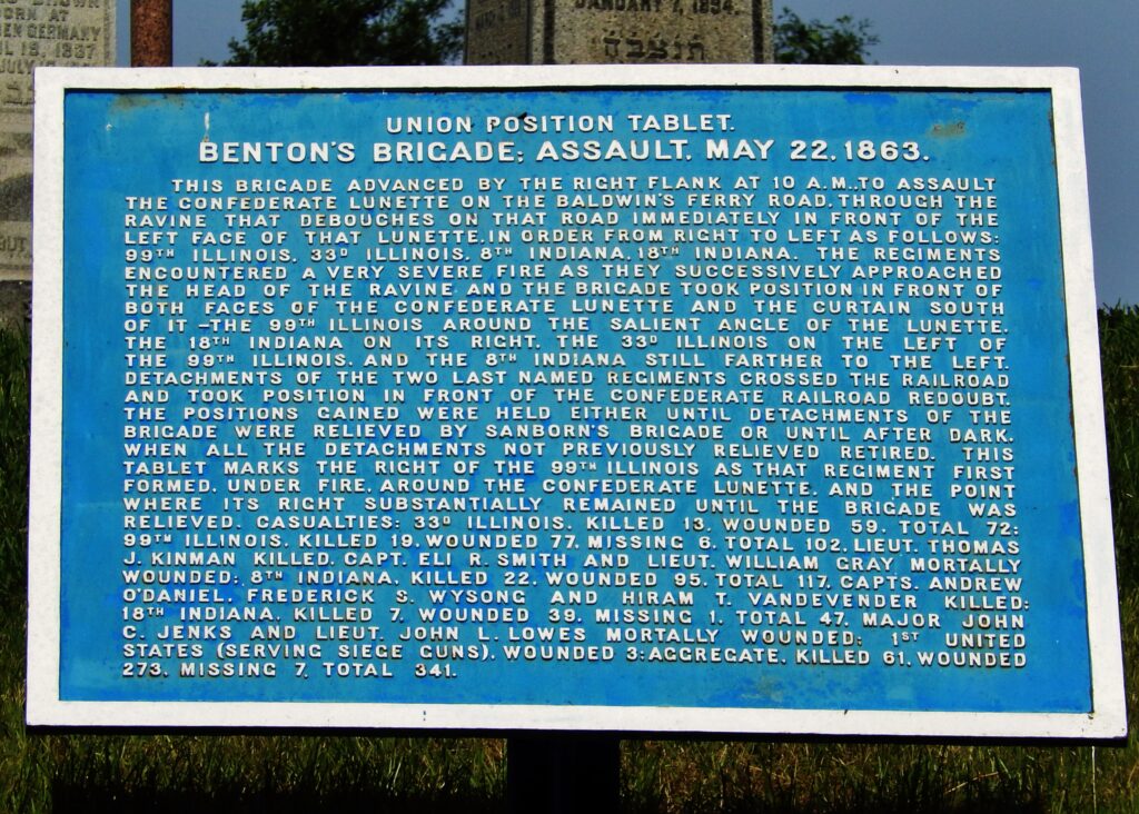 BENTON’S BRIGADE: ASSAULT, MAY 22, 1863 MEMORIAL PLAQUE