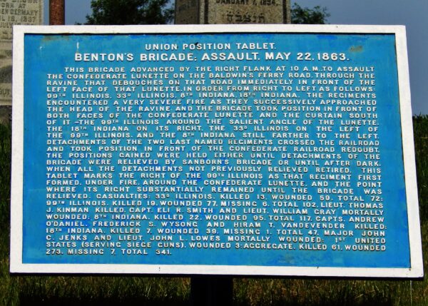 BENTON’S BRIGADE: ASSAULT, MAY 22, 1863 MEMORIAL PLAQUE