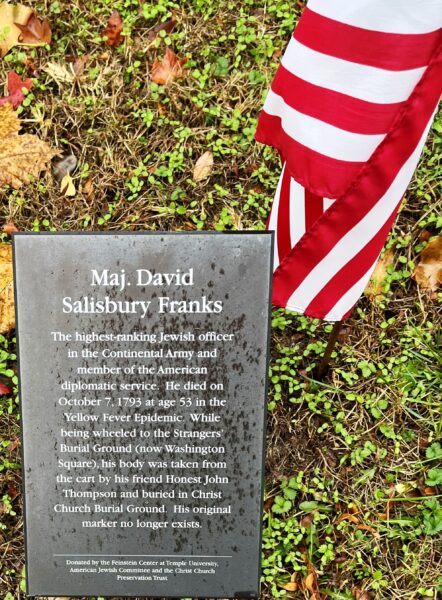 MAJ. DAVID SALISBURY FRANKS REVOLUTIONARY WAR MEMORIAL PLAQUE