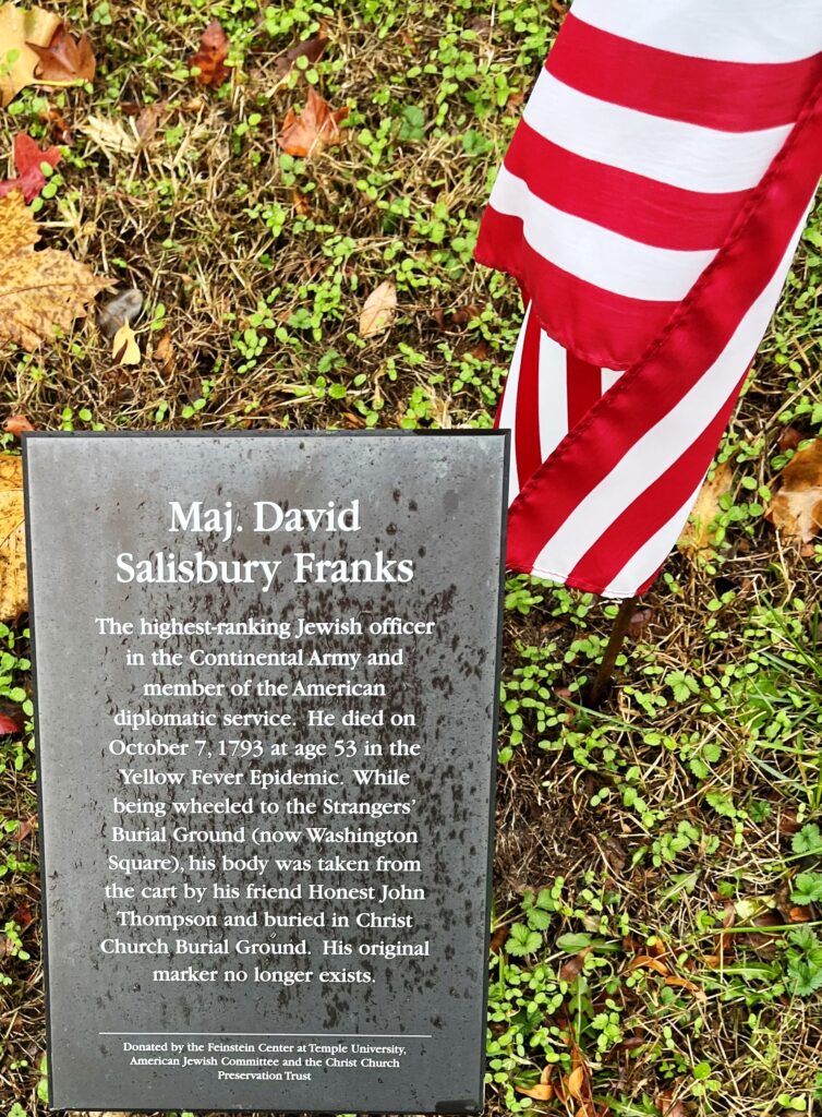 MAJ. DAVID SALISBURY FRANKS REVOLUTIONARY WAR MEMORIAL PLAQUE