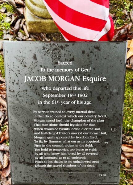 GENERAL JACOB MORGAN, ESQUIRE REVOLUTIONARY WAR MEMORIAL PLAQUE