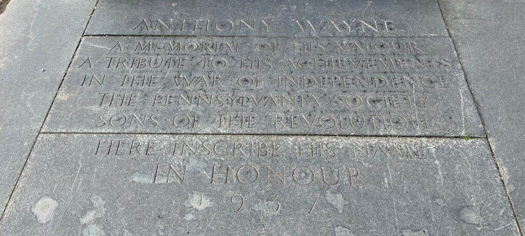 ANTHONY WAYNE A MEMORIAL OF HIS VALOR STONE