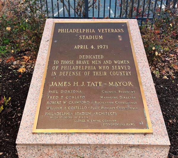 PHILADELPHIA VETERANS STADIUM MEMORIAL PLAQUE