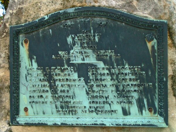 BOYS OF CLARION SUPREME SACRIFICE WORLD WAR MEMORIAL PLAQUE