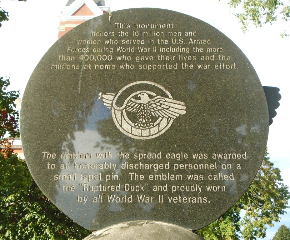 CLARION COUNTY WORLD WAR II MEMORIAL MEDALLION BACK